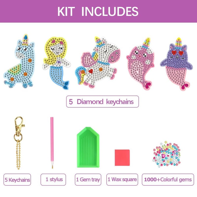 ORIENTAL CHERRY Arts and Crafts for Kids Ages 8-12 - Make Your Own GEM Keychains - 5D Diamond Art Painting by Numbers Kits Girls Kids Ages 3-5 4-6 6-8 Toys Birthday Easter Basket Stuffers Christmas Stocking Gifts - Image 2